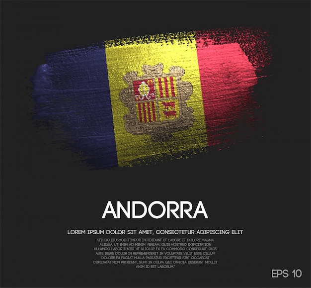 Andorra flag made of glitter sparkle brush paint vector