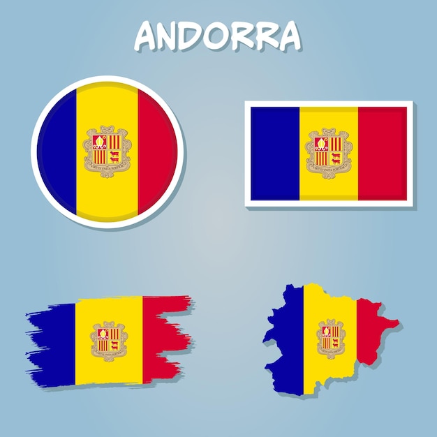 Andorra flag national europe emblem map icon vector illustration abstract design element