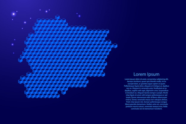 Andorra map from 3D blue cubes isometric abstract concept