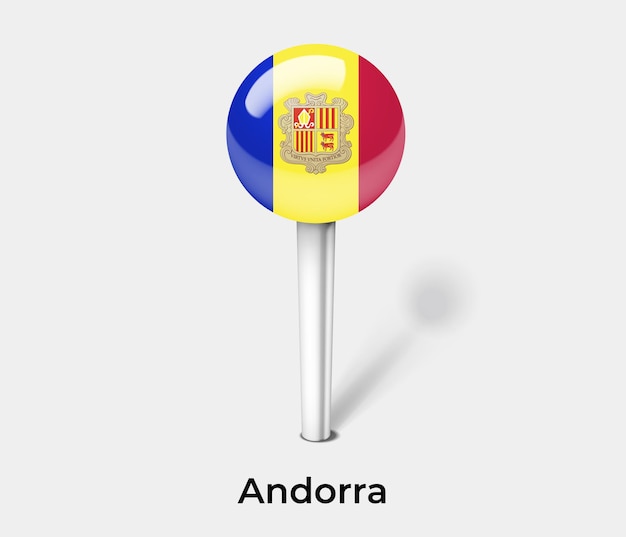 Andorra push pin for map vector illustration