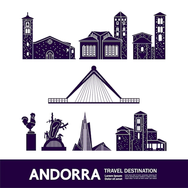 Andorra reisbestemming illustratie.