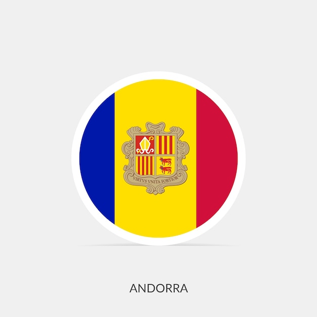 Andorra ronde vlagpictogram met schaduw