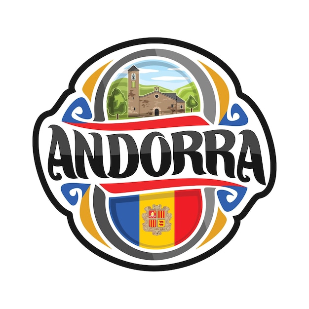 Andorra Sticker Flag Logo Badge Travel Souvenir Illustration