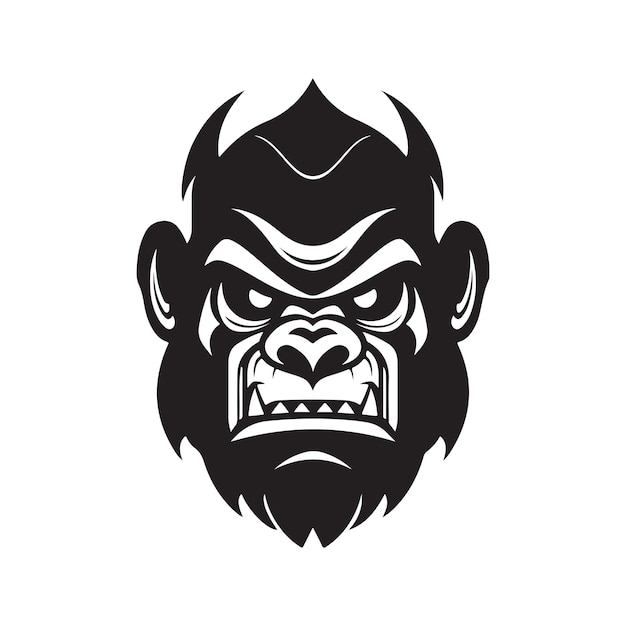 Android lycanthrope vintage logo concept black and white color hand drawn illustration