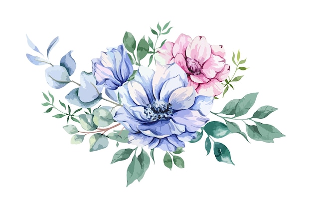 Anemoon Bloemen Aquarel Illustratie Anemoon Boeket