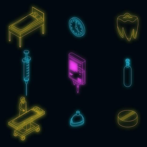 Vector anesthesia icons set vector neon