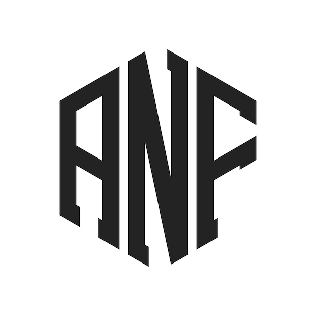 ANF ロゴ デザイン アニシャル・レター ANF モノグラム ロゴ ヘクサゴン形