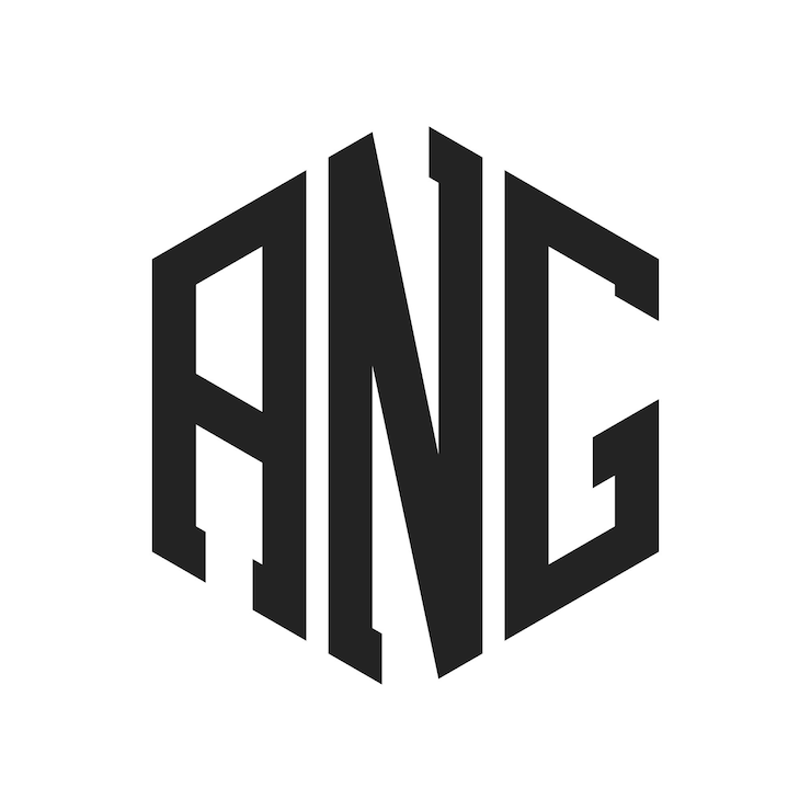 Vector ang logo design initial letter ang monogram logo using hexagon shape