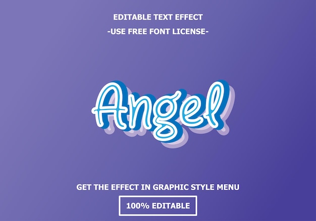 Vettore modello di effetti di testo modificabili 3d angel. vettore di licenza per font premium gratuito