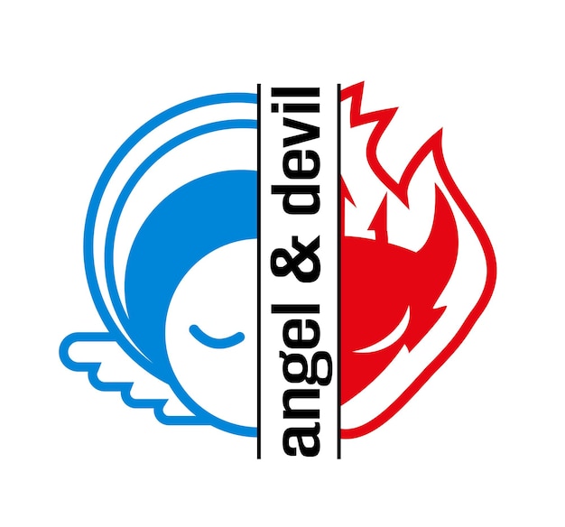 Иконка логотипа ангела и дьявола и аватар в общих чертах