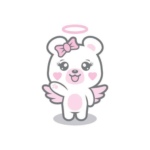 Angel bear mascotte logo ontwerp