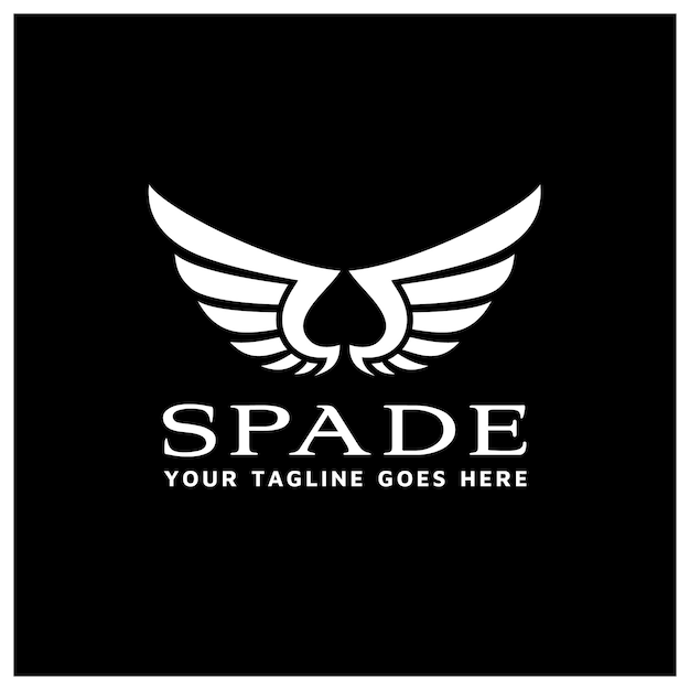 Angel Bird Wings Spade Ace Game Card negatieve ruimte voor Poker Casino logo-ontwerp