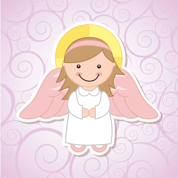 Angel cartoon over violet background vector illustration