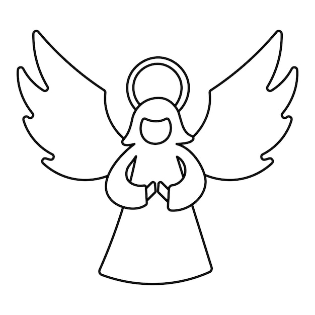 Vector angel christmas saint decoration christmas tree line doodle icon element vector illustration