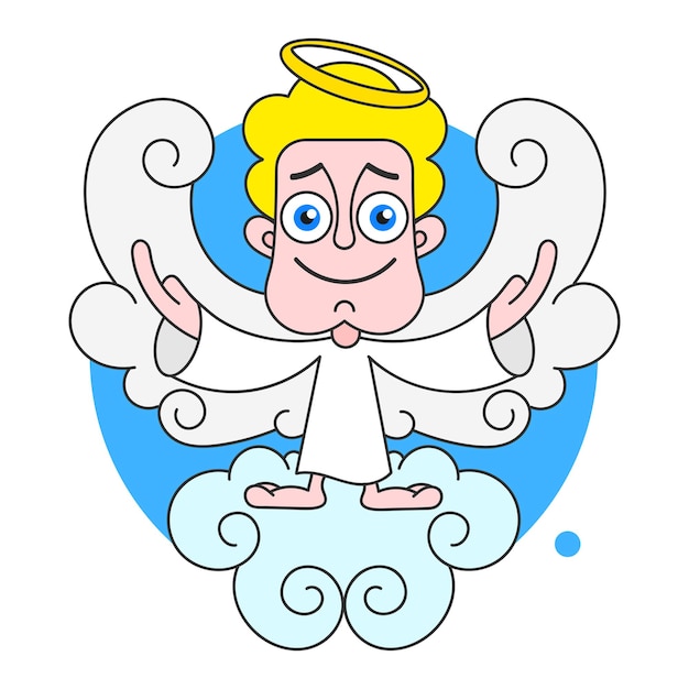 Angel on cloud with halo on head vector illustration on white background