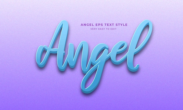 Вектор Алфавит с эффектом шрифта в стиле текста angel colorful 3d с синей и фиолетовой векторной иллюстрацией