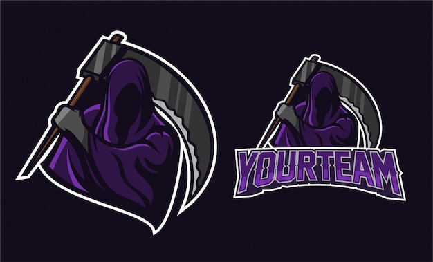 Angel of death holding scythe mascot logo design