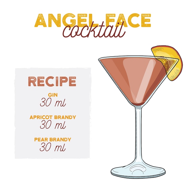 Angel Face Cocktail Illustration Recipe