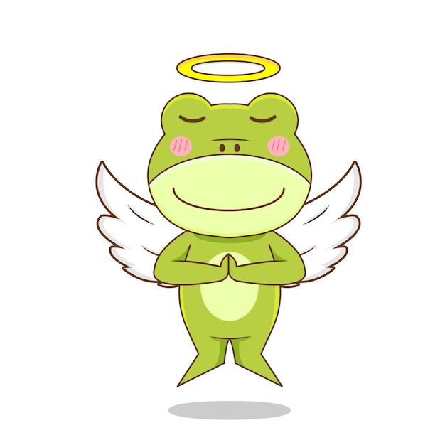 Angel frog character isolated