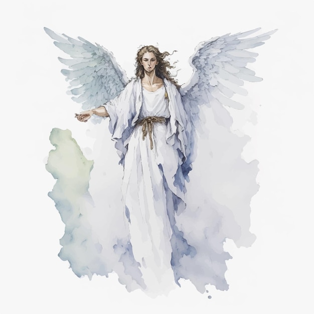 Vector angel gabriel watercolor on white background