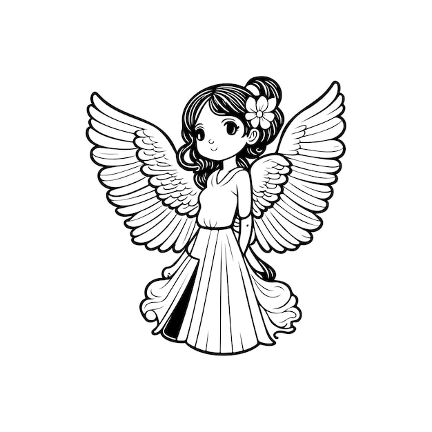 Angel girl Icon hand draw black colour easter sunday logo vector element and symbol