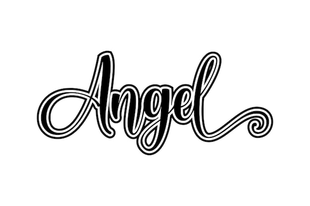 Angel Hand drawn vector lettering Modern brush calligraphy