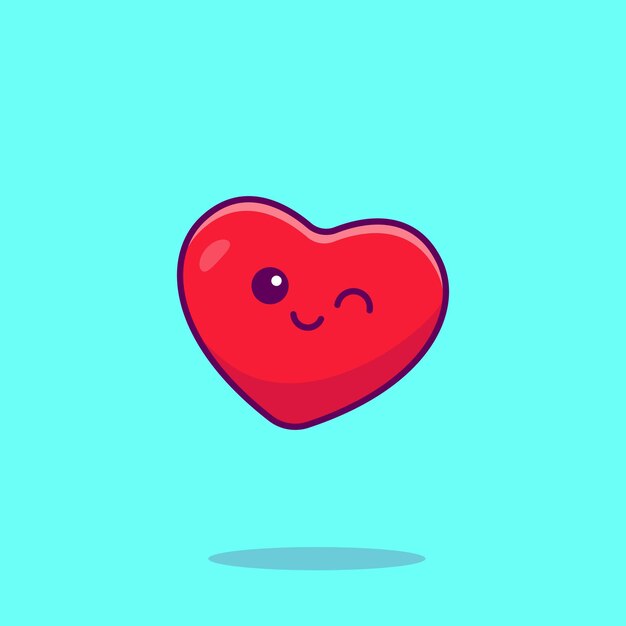 Vector angel heart cartoon vector illustration valentine concept icon isolated