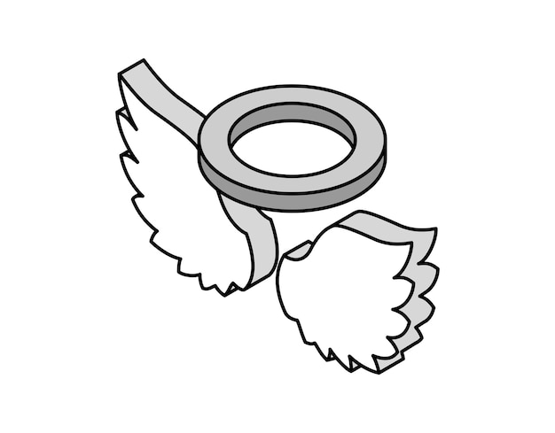 Иконка изометрического дизайна ангела Векторная веб-иллюстрация 3d красочная концепция