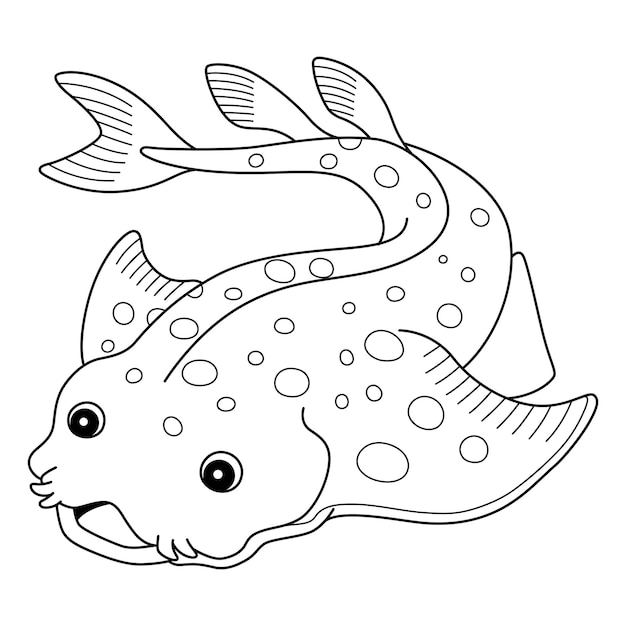 Vector angel shark isolated coloring page for kids