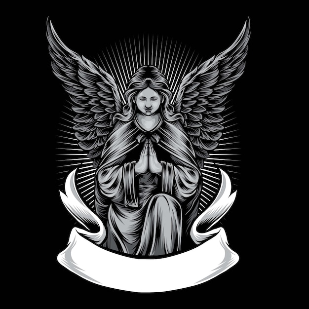 Vector angel statue vector logo illustration