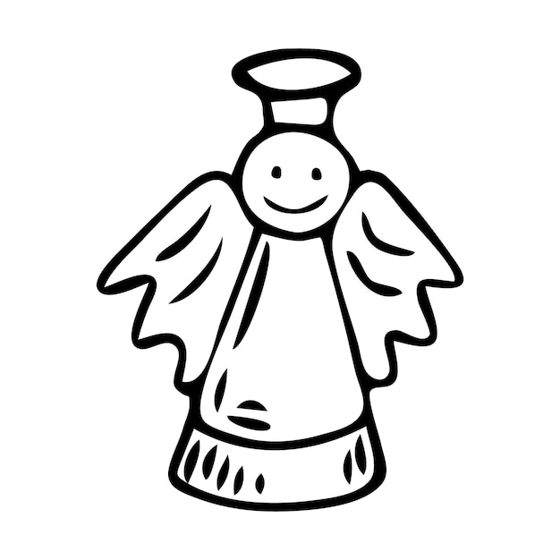 Ангел Векторный icon. Рисованный милый ангел каракули, рождественская иллюстрация