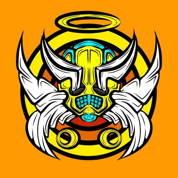 Angel winged devil head icon vector design