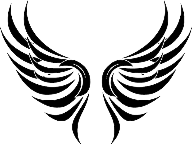 Angel Wings Black and White Isolated Icon Vector illustration