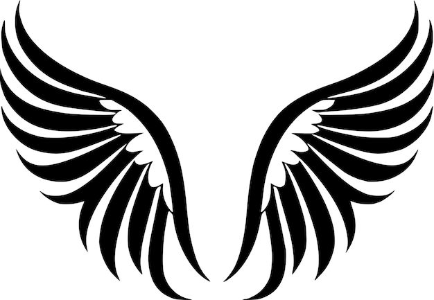 Angel Wings Black and White Vector illustration