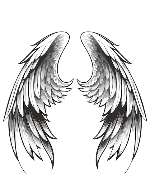 Тату крылья ангела - слово ангел на левой стороне