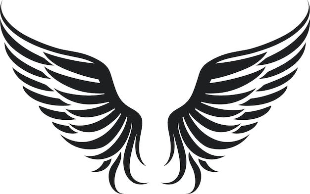 Векторная иллюстрация ангельских крыльев для наклейки на татуировку и настенного рисунка