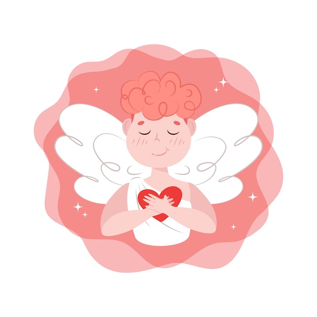 Vector angel with heart valentine card heart cupid cupid with bow and arrow cupid with bow