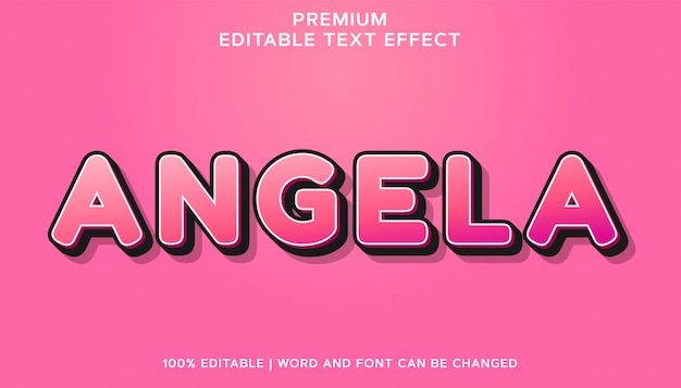 Редактируемый текстовый эффект шрифта angela premium