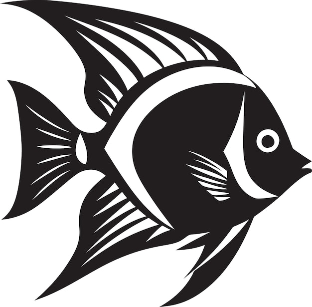 Angelfish Black Logo Symbol of Grace Vector Artistry Meets Black Angelfish Beauty