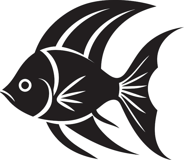 Ангелская сущность Черный логотип Вектор Черная красота резонирует Эмблема Ангелской рыбы