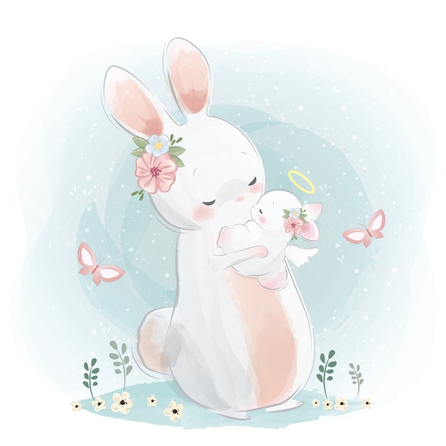 Angelic Mommy and Baby Bunny