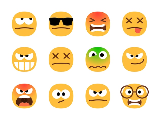 Anger emoticons. Angry emoji set