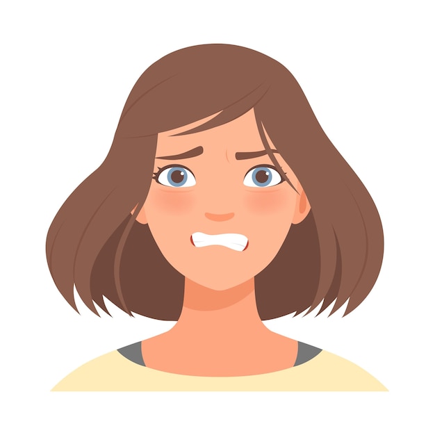 Anger on the face of a cute girl vector illustration