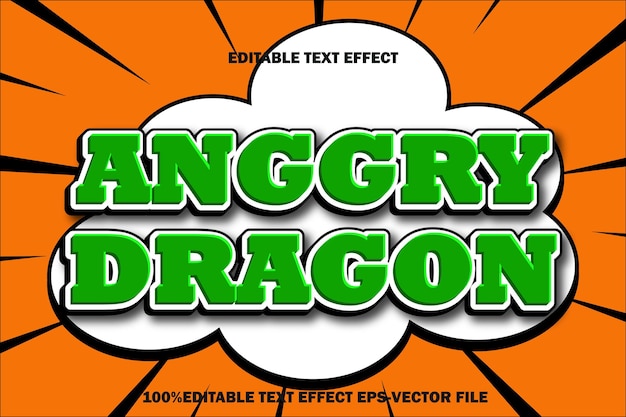 Anggry Dragon Editable Text Effect 3D Emboss Gradient Style Recovered