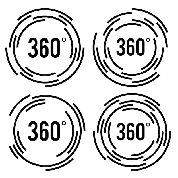 Angle 360 degrees sign icon Geometry math symbol Full rotation Design elements Curved many streak Abstract Circular logo element on white background isolated Vector illustration EPS 10