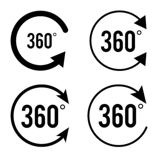 Angle 360 degrees sign icon Geometry math symbol Full rotation Design elements Curved many streak Abstract Circular logo element on white background isolated Vector illustration EPS 10