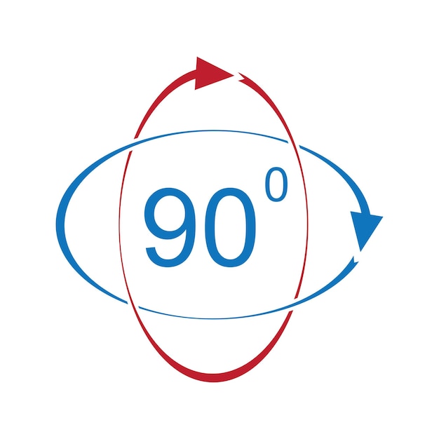 Значок знака угла 90 градусов Геометрический математический символ Прямой угол Классический плоский значок Цветные круги Вектор