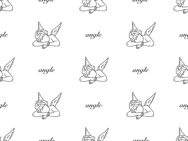 Angle cartoon character seamless pattern on white background