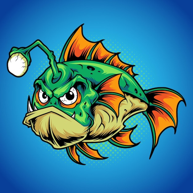 Vector angler fish cartoon