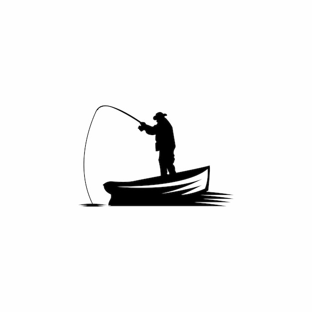 Vector angler vector logo design. fishing in the sea